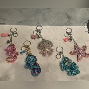 Ocean Mermaid Related Rhinestone Keychain, Bag charm
